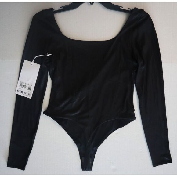 Lululemon Women's Sz M Black Wundermost Nulu Square Neck L/S Bodysuit *Shine - Picture 10 of 10